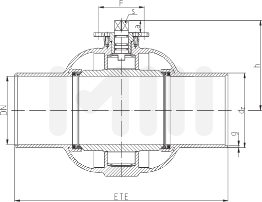 чертеж полнопроходного шарового крана под приварку от 250 до 500 мм.